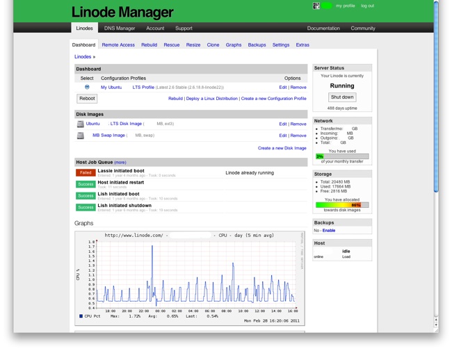 The Linode Dashboard