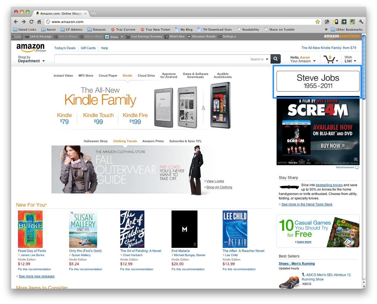 Amazon tribute to Steve Jobs