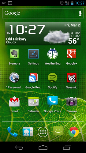 Home screen